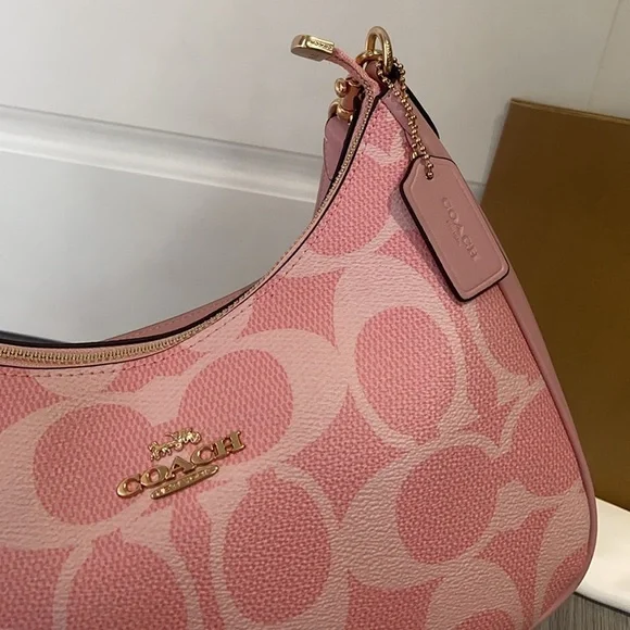 Coach Pink Canvas Shoulder Bag - Picture 3 of 9